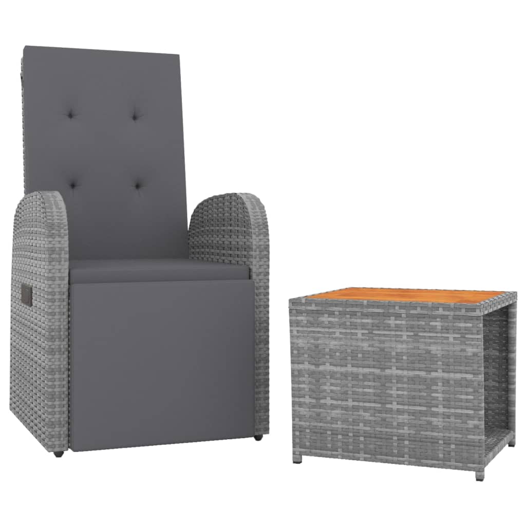 2-delige Loungeset poly rattan en massief acaciahout grijs Tuinsets | Creëer jouw Trendy Thuis | Gratis bezorgd & Retour | Trendy.nl