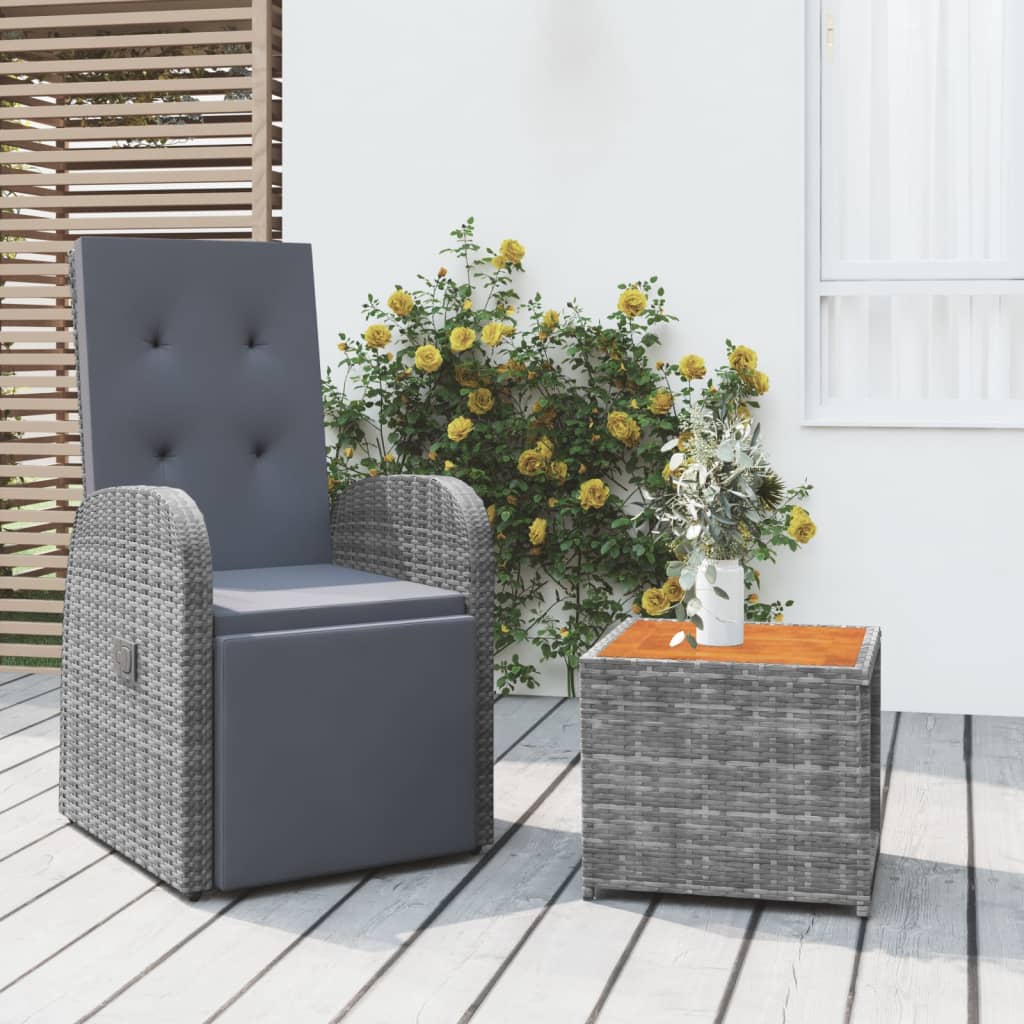 2-delige Loungeset poly rattan en massief acaciahout grijs Tuinsets | Creëer jouw Trendy Thuis | Gratis bezorgd & Retour | Trendy.nl