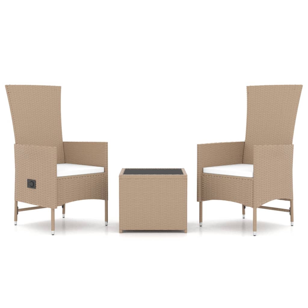 3-delige Loungeset poly rattan en staal beige Tuinsets | Creëer jouw Trendy Thuis | Gratis bezorgd & Retour | Trendy.nl