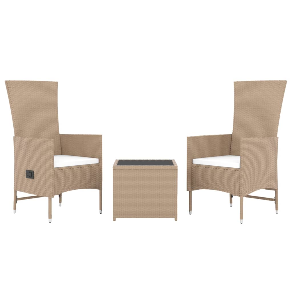 3-delige Loungeset poly rattan en staal beige Tuinsets | Creëer jouw Trendy Thuis | Gratis bezorgd & Retour | Trendy.nl