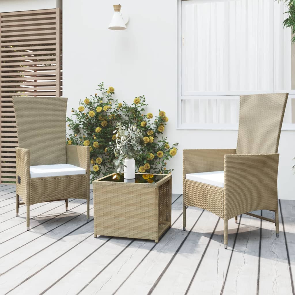 3-delige Loungeset poly rattan en staal beige Tuinsets | Creëer jouw Trendy Thuis | Gratis bezorgd & Retour | Trendy.nl