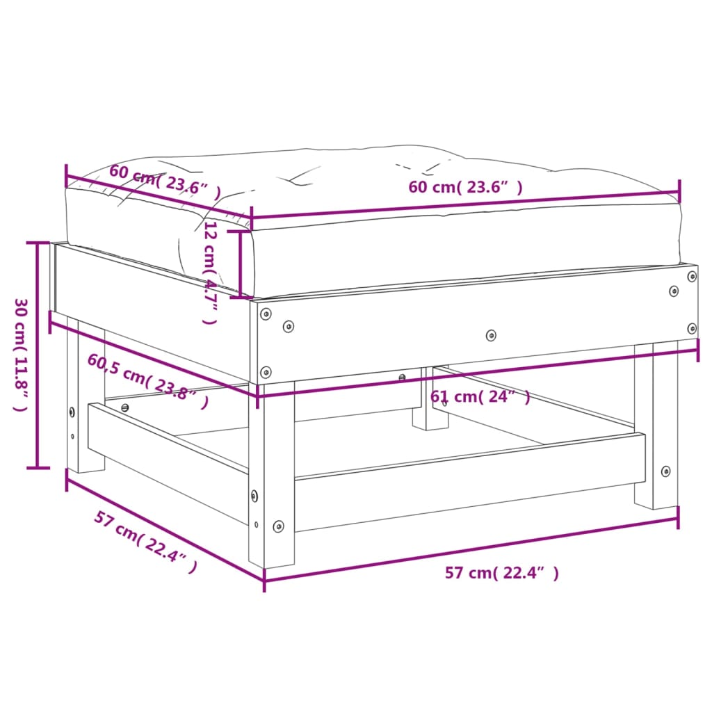 Tuinvoetenbanken met kussens 2 st geïmpregneerd grenenhout Modulaire tuinbanken | Creëer jouw Trendy Thuis | Gratis bezorgd & Retour | Trendy.nl