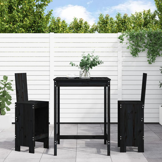 3-delige Tuinbarset massief grenenhout zwart Tuinsets | Creëer jouw Trendy Thuis | Gratis bezorgd & Retour | Trendy.nl