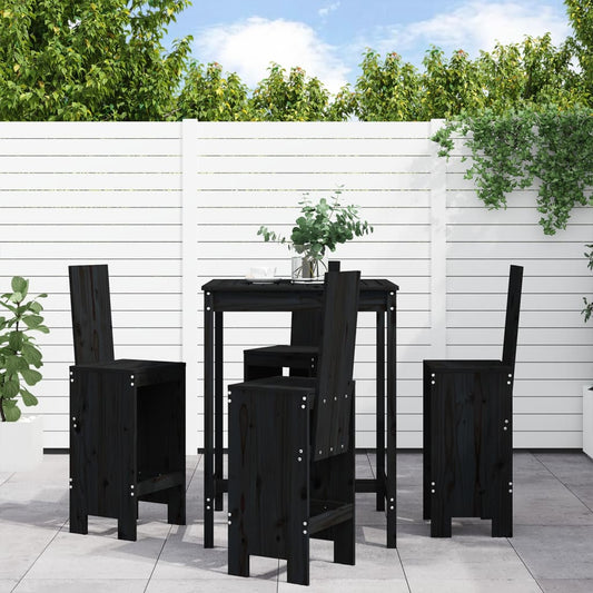 5-delige Barset massief grenenhout zwart Tuinsets | Creëer jouw Trendy Thuis | Gratis bezorgd & Retour | Trendy.nl