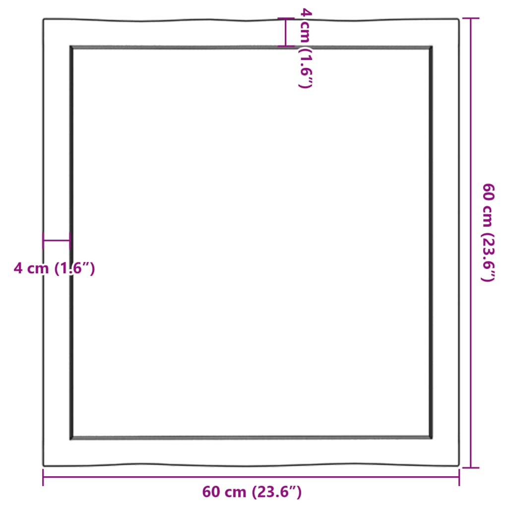 Tafelblad natuurlijke rand 60x60x(2-6) cm massief eikenhout Tafelbladen | Creëer jouw Trendy Thuis | Gratis bezorgd & Retour | Trendy.nl