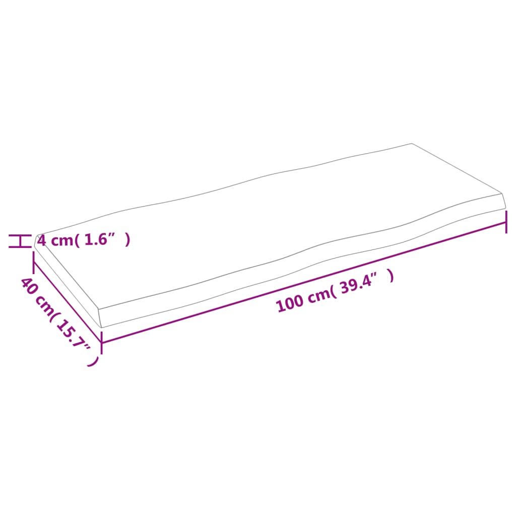 Trendy Tafelblad natuurlijke rand 100x40x(2-4) cm massief eikenhout Tafelbladen | Creëer jouw Trendy Thuis | Gratis bezorgd & Retour | Trendy.nl