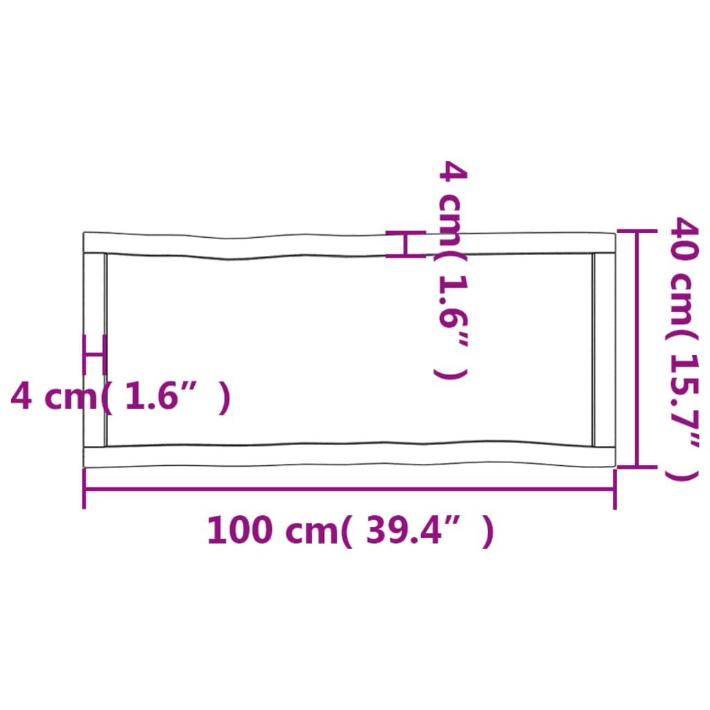 Trendy Tafelblad natuurlijke rand 100x40x(2-4) cm massief eikenhout Tafelbladen | Creëer jouw Trendy Thuis | Gratis bezorgd & Retour | Trendy.nl