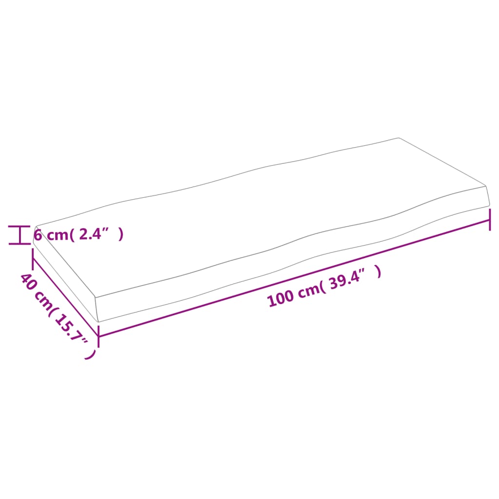 Tafelblad natuurlijke rand 100x40x(2-6) cm massief eikenhout Tafelbladen | Creëer jouw Trendy Thuis | Gratis bezorgd & Retour | Trendy.nl