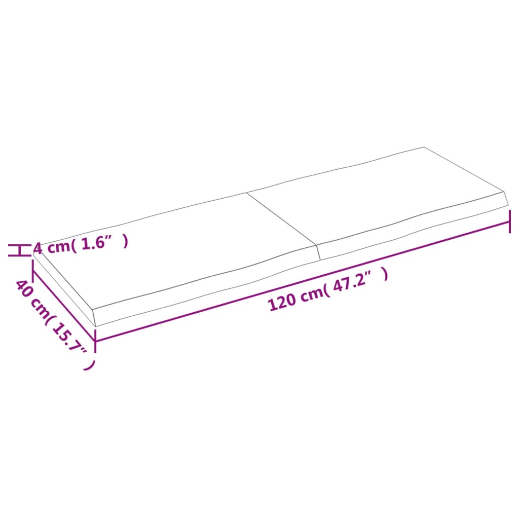 Tafelblad natuurlijke rand 120x40x(2-4) cm massief eikenhout Tafelbladen | Creëer jouw Trendy Thuis | Gratis bezorgd & Retour | Trendy.nl