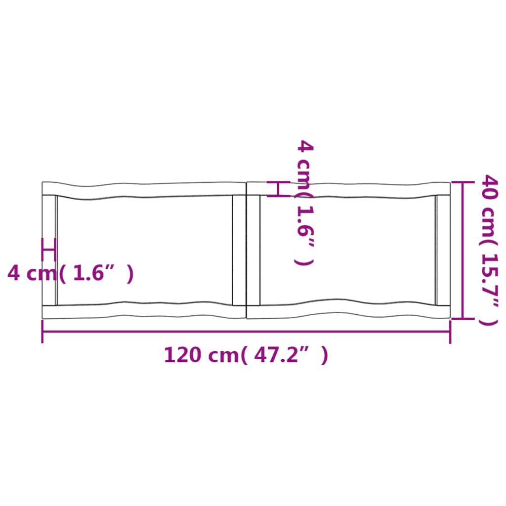 Tafelblad natuurlijke rand 120x40x(2-4) cm massief eikenhout Tafelbladen | Creëer jouw Trendy Thuis | Gratis bezorgd & Retour | Trendy.nl