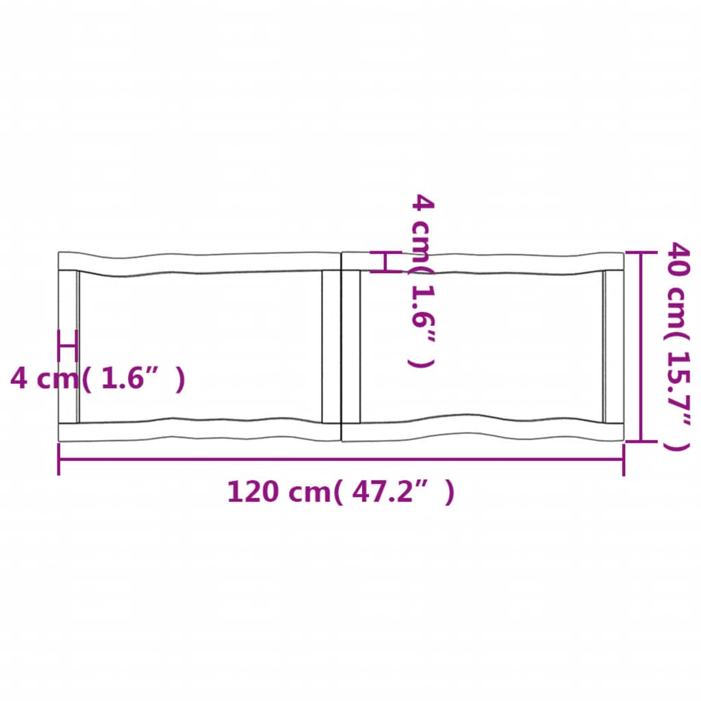 Trendy Tafelblad natuurlijke rand 120x40x(2-6) cm massief eikenhout Tafelbladen | Creëer jouw Trendy Thuis | Gratis bezorgd & Retour | Trendy.nl