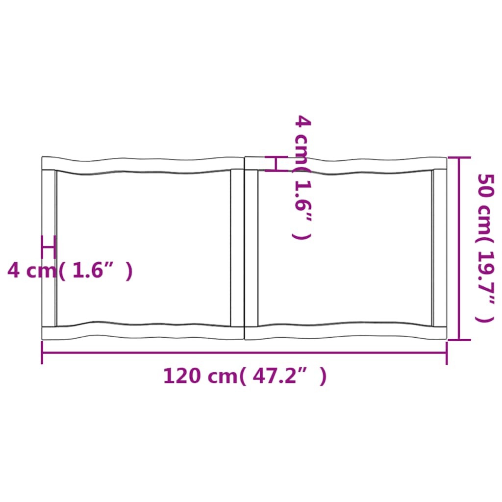 Trendy Tafelblad natuurlijke rand 120x50x(2-6) cm massief eikenhout Tafelbladen | Creëer jouw Trendy Thuis | Gratis bezorgd & Retour | Trendy.nl