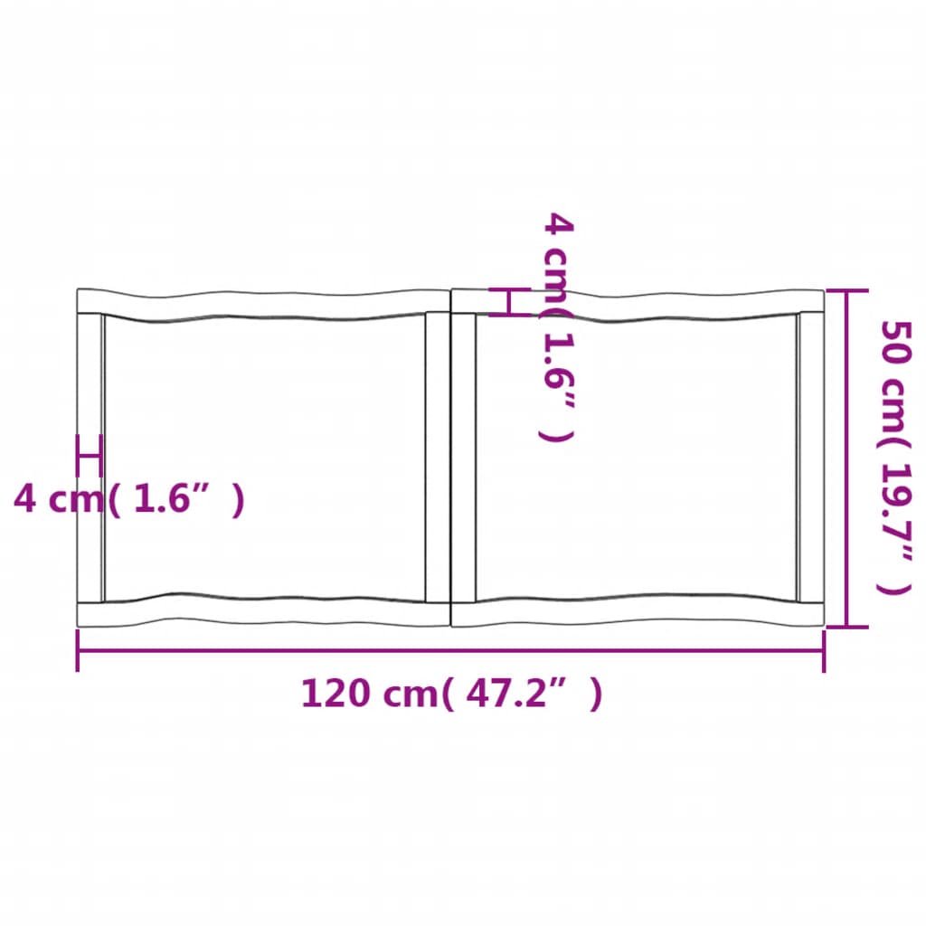 Trendy Tafelblad natuurlijke rand 120x50x(2-6) cm massief eikenhout Tafelbladen | Creëer jouw Trendy Thuis | Gratis bezorgd & Retour | Trendy.nl