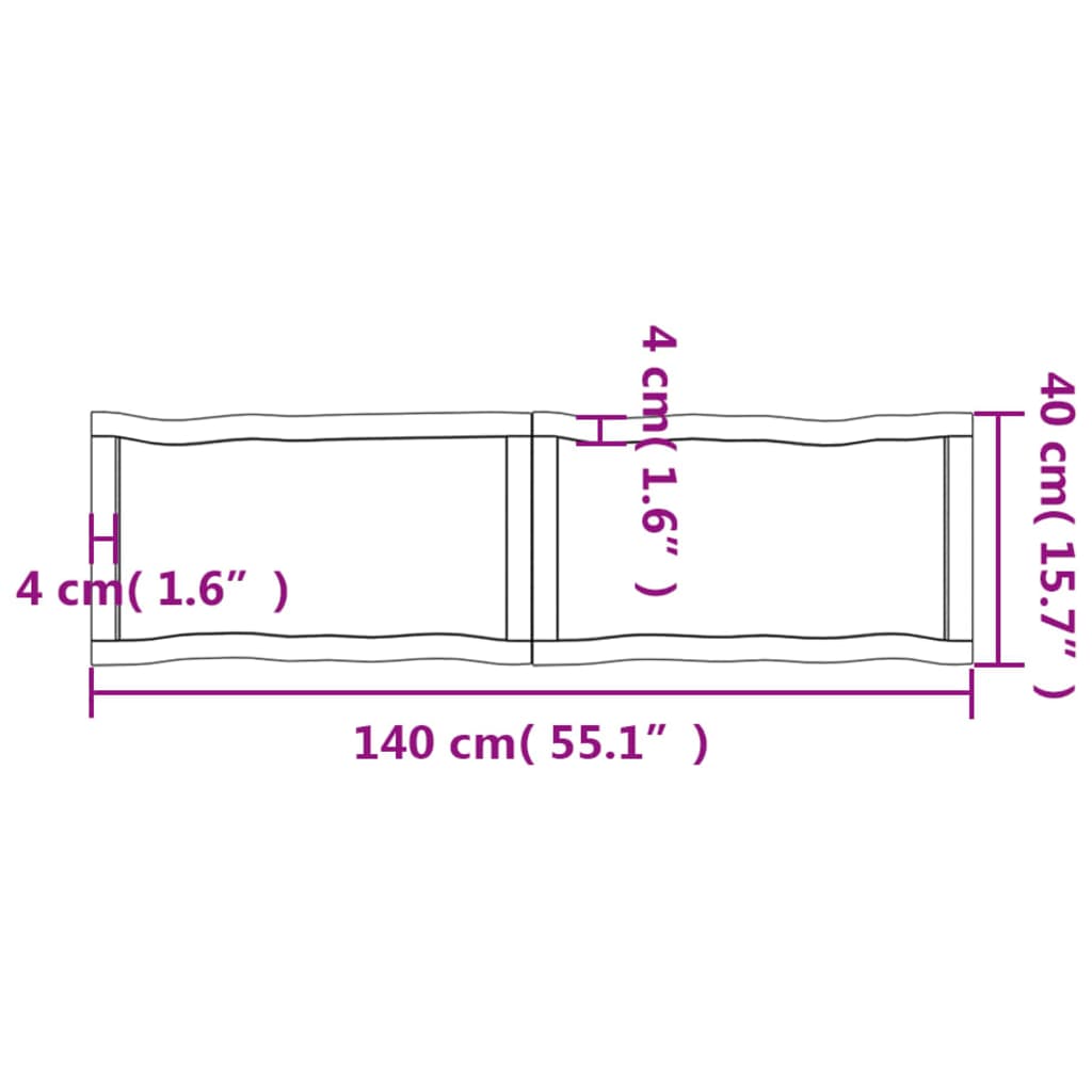 Trendy Tafelblad natuurlijke rand 140x40x(2-4) cm massief eikenhout Tafelbladen | Creëer jouw Trendy Thuis | Gratis bezorgd & Retour | Trendy.nl