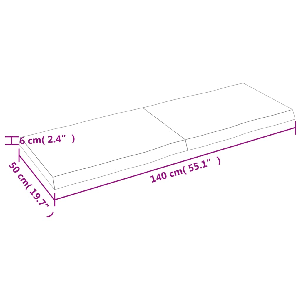 Tafelblad natuurlijke rand 140x50x(2-6) cm massief eikenhout Tafelbladen | Creëer jouw Trendy Thuis | Gratis bezorgd & Retour | Trendy.nl