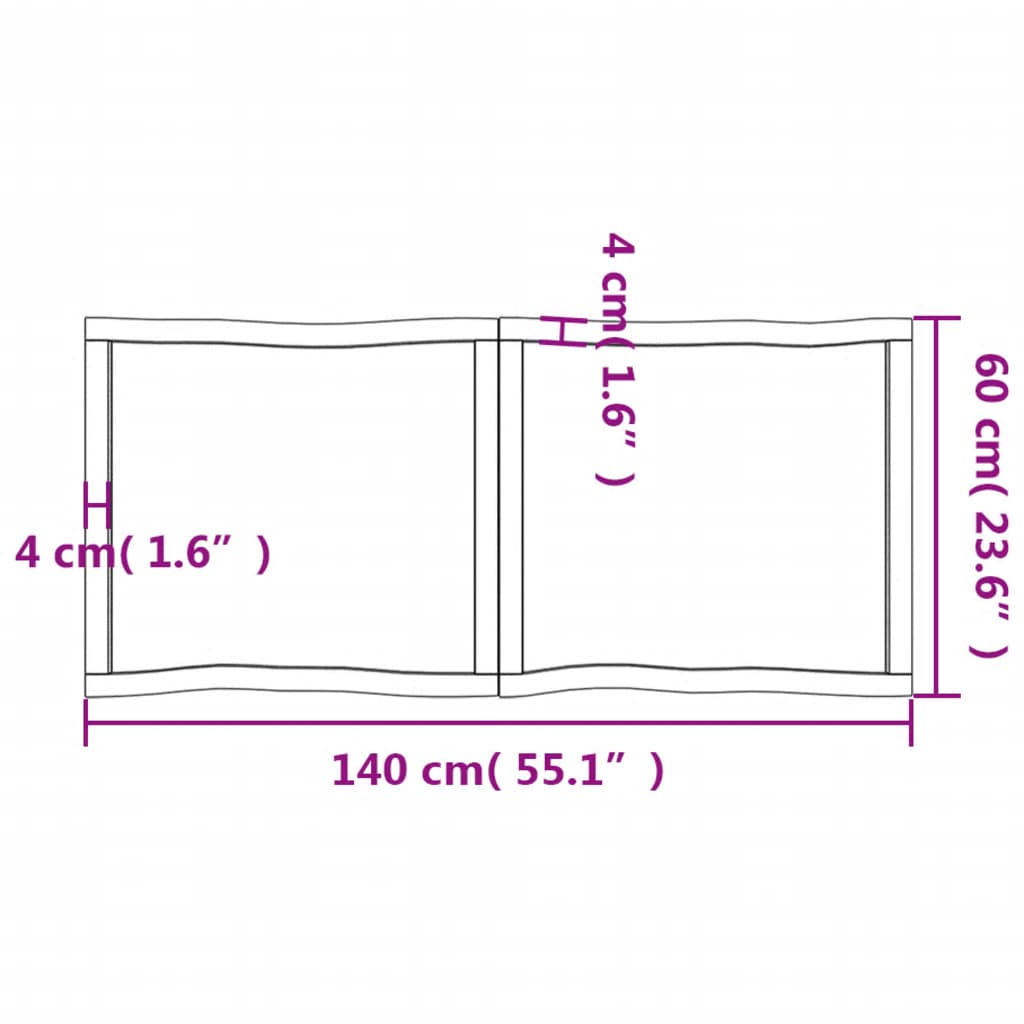 Trendy Tafelblad natuurlijke rand 140x60x(2-6) cm massief eikenhout Tafelbladen | Creëer jouw Trendy Thuis | Gratis bezorgd & Retour | Trendy.nl