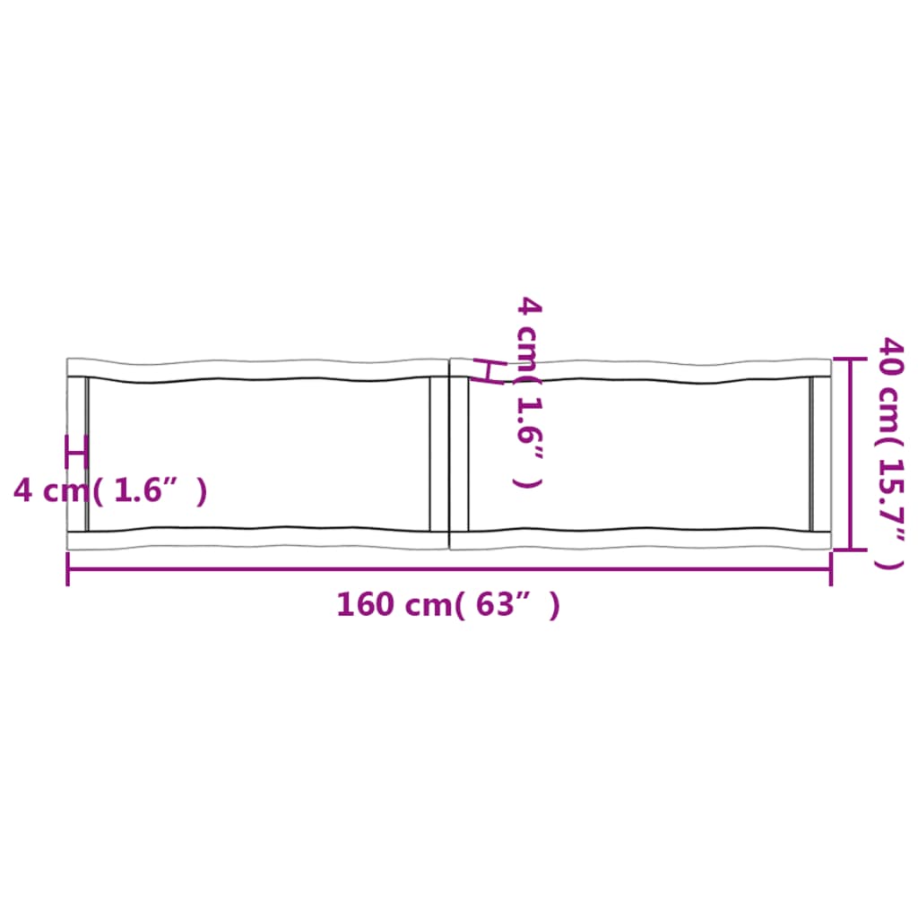 Trendy Tafelblad natuurlijke rand 160x40x(2-4) cm massief eikenhout Tafelbladen | Creëer jouw Trendy Thuis | Gratis bezorgd & Retour | Trendy.nl