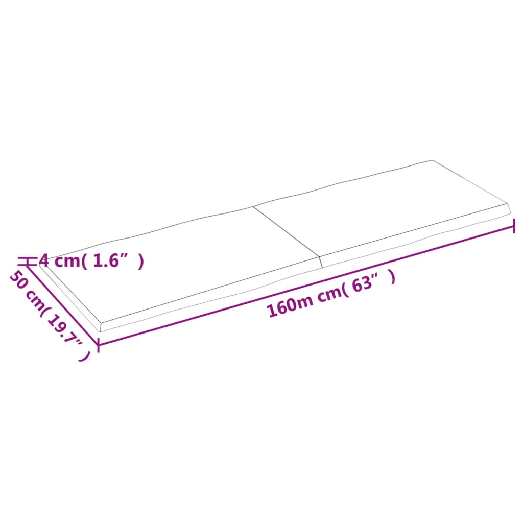 Tafelblad natuurlijke rand 160x50x(2-4) cm massief eikenhout Tafelbladen | Creëer jouw Trendy Thuis | Gratis bezorgd & Retour | Trendy.nl