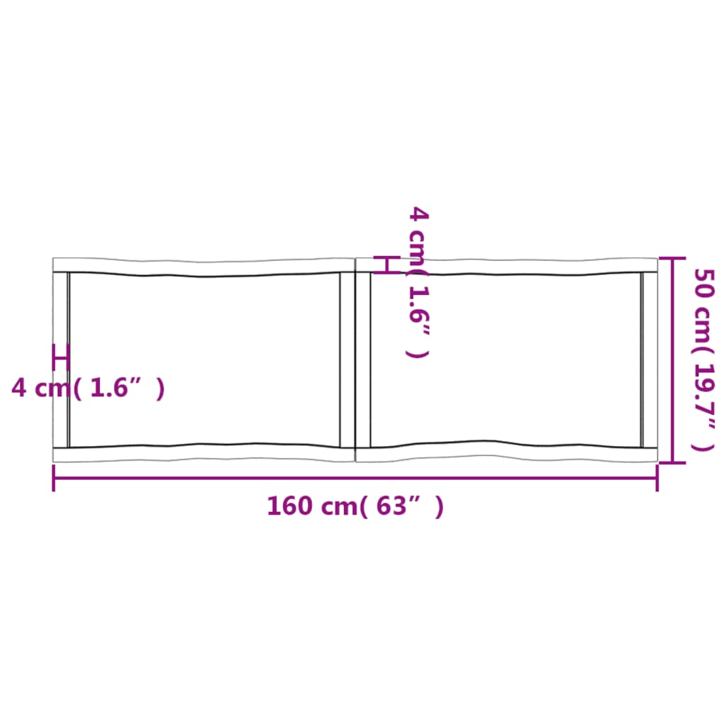 Tafelblad natuurlijke rand 160x50x(2-4) cm massief eikenhout Tafelbladen | Creëer jouw Trendy Thuis | Gratis bezorgd & Retour | Trendy.nl