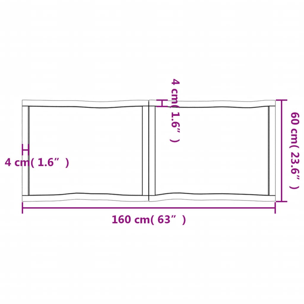 Trendy Tafelblad natuurlijke rand 160x60x(2-4) cm massief eikenhout Tafelbladen | Creëer jouw Trendy Thuis | Gratis bezorgd & Retour | Trendy.nl