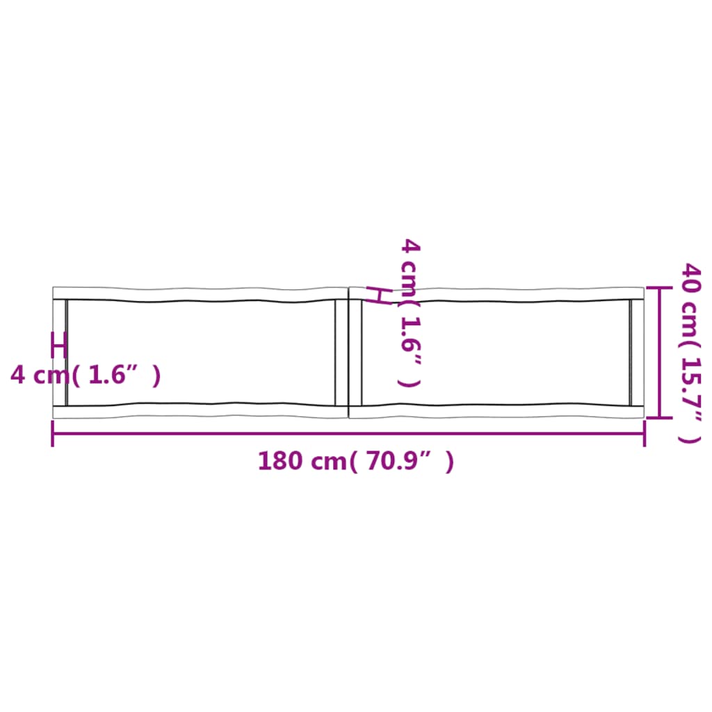 Tafelblad natuurlijke rand 180x40x(2-6) cm massief eikenhout Tafelbladen | Creëer jouw Trendy Thuis | Gratis bezorgd & Retour | Trendy.nl