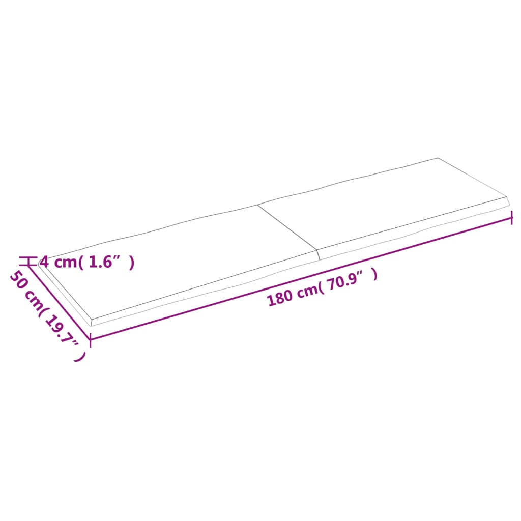 Trendy Tafelblad natuurlijke rand 180x50x(2-4) cm massief eikenhout Tafelbladen | Creëer jouw Trendy Thuis | Gratis bezorgd & Retour | Trendy.nl