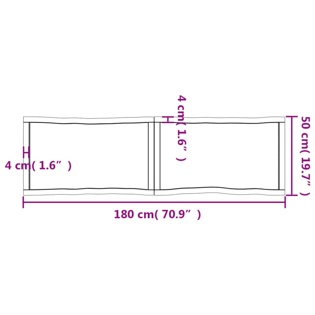 Trendy Tafelblad natuurlijke rand 180x50x(2-6) cm massief eikenhout Tafelbladen | Creëer jouw Trendy Thuis | Gratis bezorgd & Retour | Trendy.nl