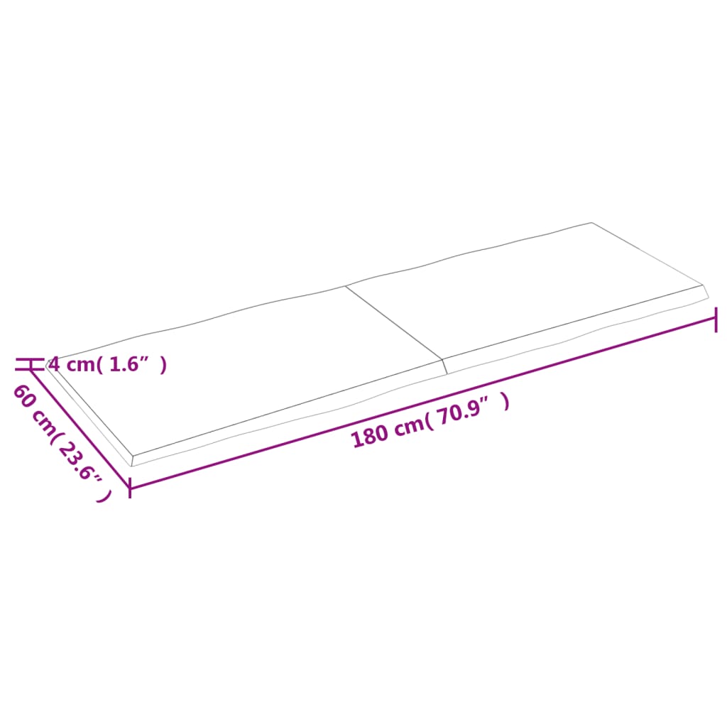 Trendy Tafelblad natuurlijke rand 180x60x(2-4) cm massief eikenhout Tafelbladen | Creëer jouw Trendy Thuis | Gratis bezorgd & Retour | Trendy.nl