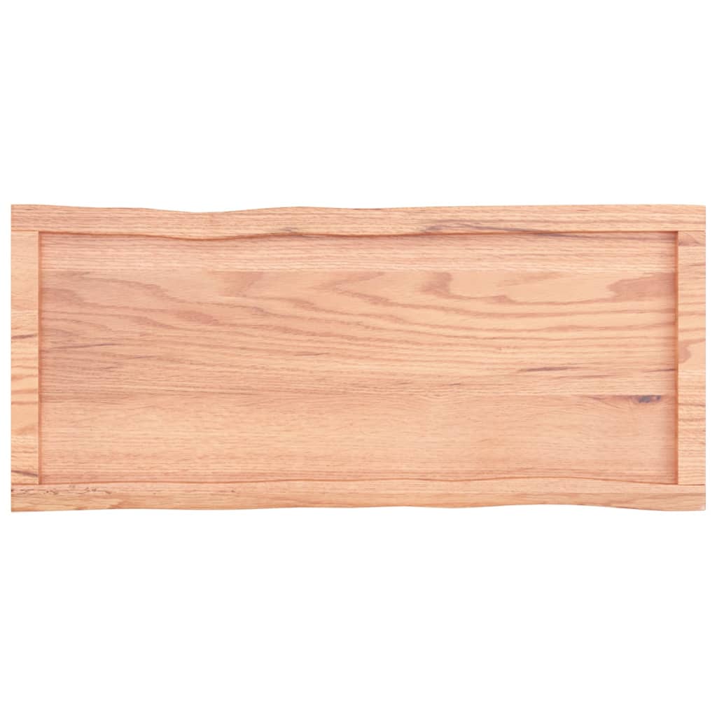 Trendy Tafelblad natuurlijke rand 100x40x4 cm eikenhout lichtbruin Tafelbladen | Creëer jouw Trendy Thuis | Gratis bezorgd & Retour | Trendy.nl