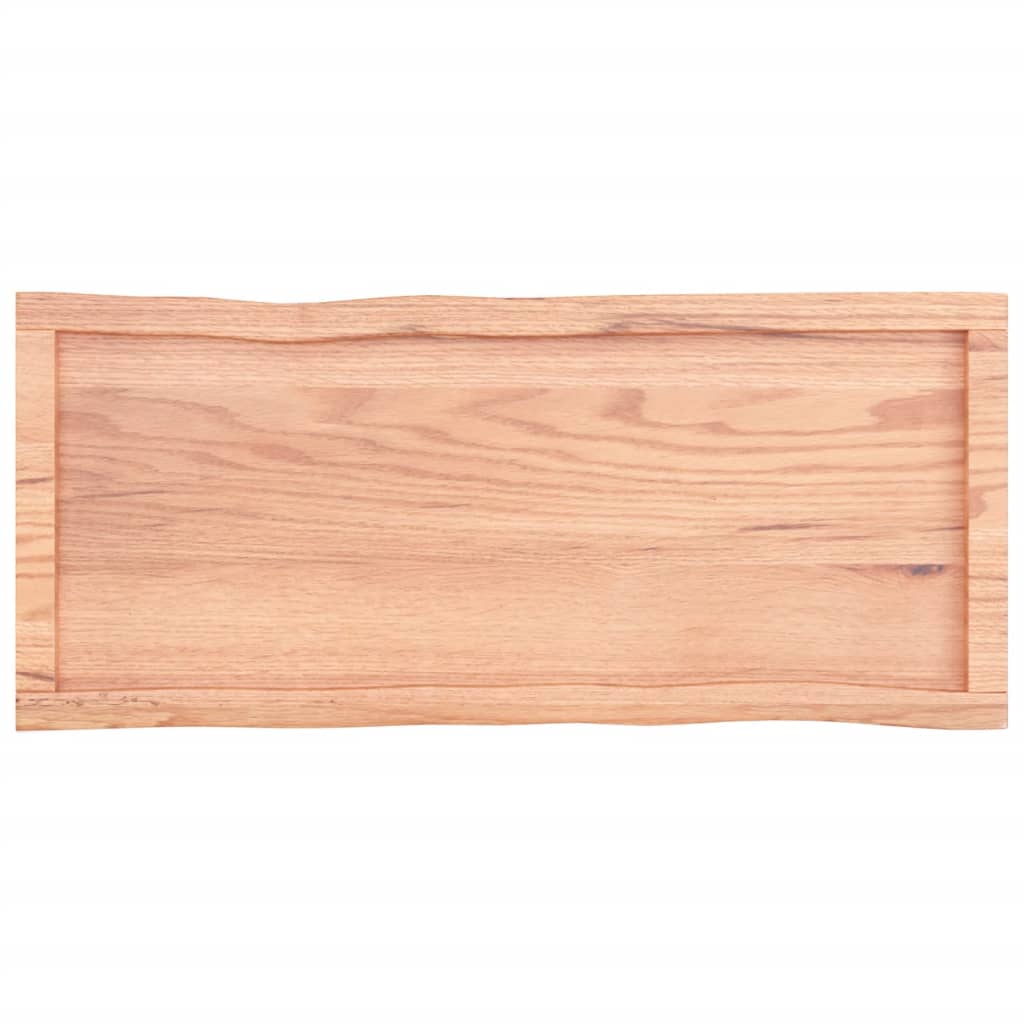 Trendy Tafelblad natuurlijke rand 100x40x6 cm eikenhout lichtbruin Tafelbladen | Creëer jouw Trendy Thuis | Gratis bezorgd & Retour | Trendy.nl