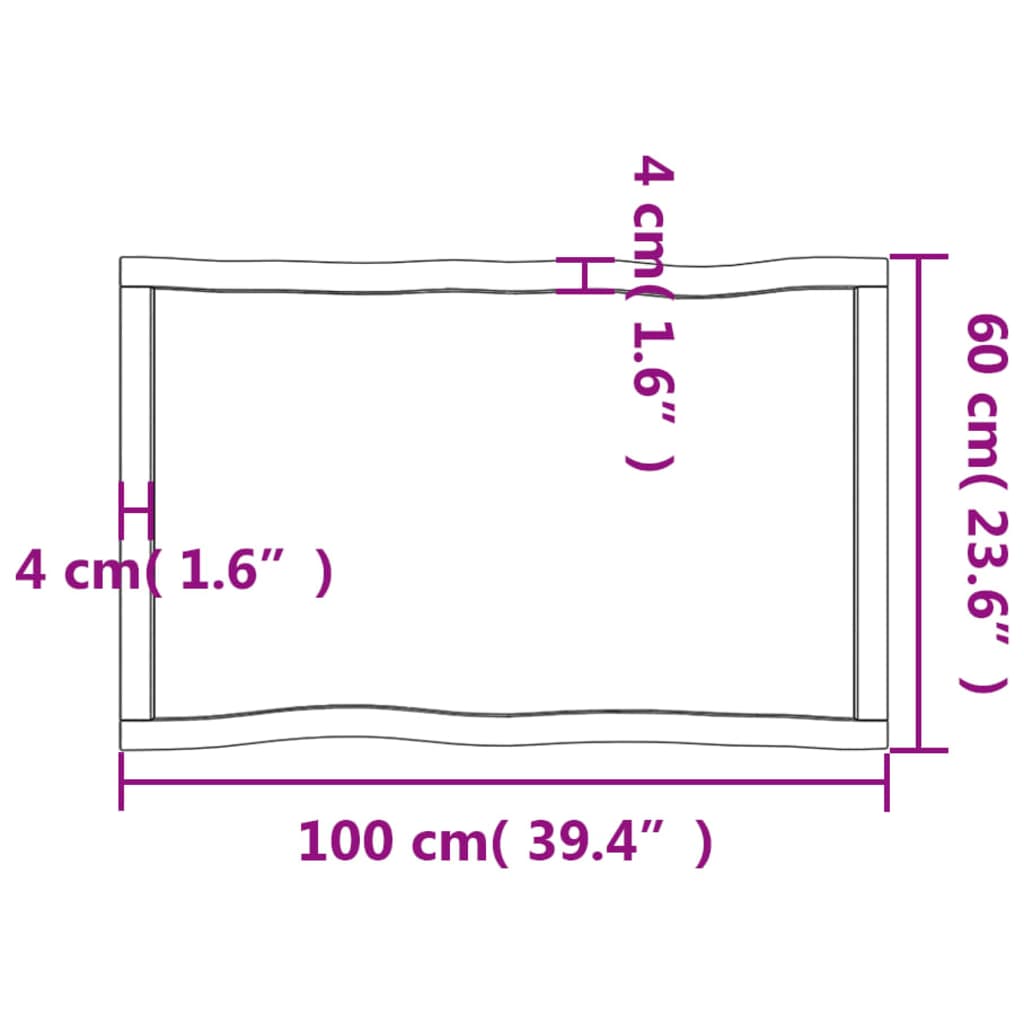 Trendy Tafelblad natuurlijke rand 100x60x4 cm eikenhout lichtbruin Tafelbladen | Creëer jouw Trendy Thuis | Gratis bezorgd & Retour | Trendy.nl