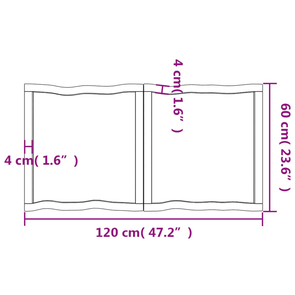 Trendy Tafelblad natuurlijke rand 120x60x4 cm eikenhout lichtbruin Tafelbladen | Creëer jouw Trendy Thuis | Gratis bezorgd & Retour | Trendy.nl