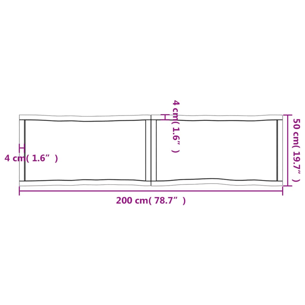 Trendy Tafelblad natuurlijke rand 200x50x6 cm eikenhout lichtbruin Tafelbladen | Creëer jouw Trendy Thuis | Gratis bezorgd & Retour | Trendy.nl