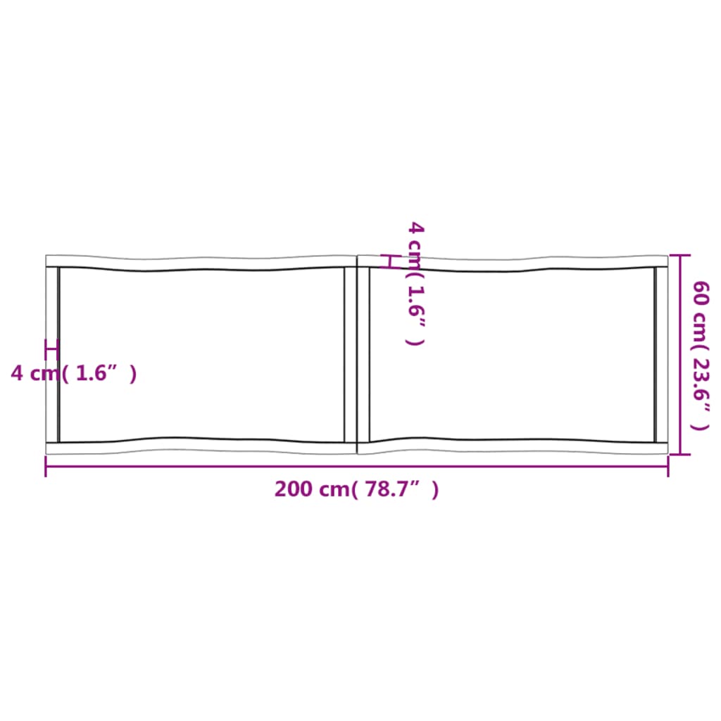 Tafelblad natuurlijke rand 200x60x4 cm eikenhout lichtbruin Tafelbladen | Creëer jouw Trendy Thuis | Gratis bezorgd & Retour | Trendy.nl