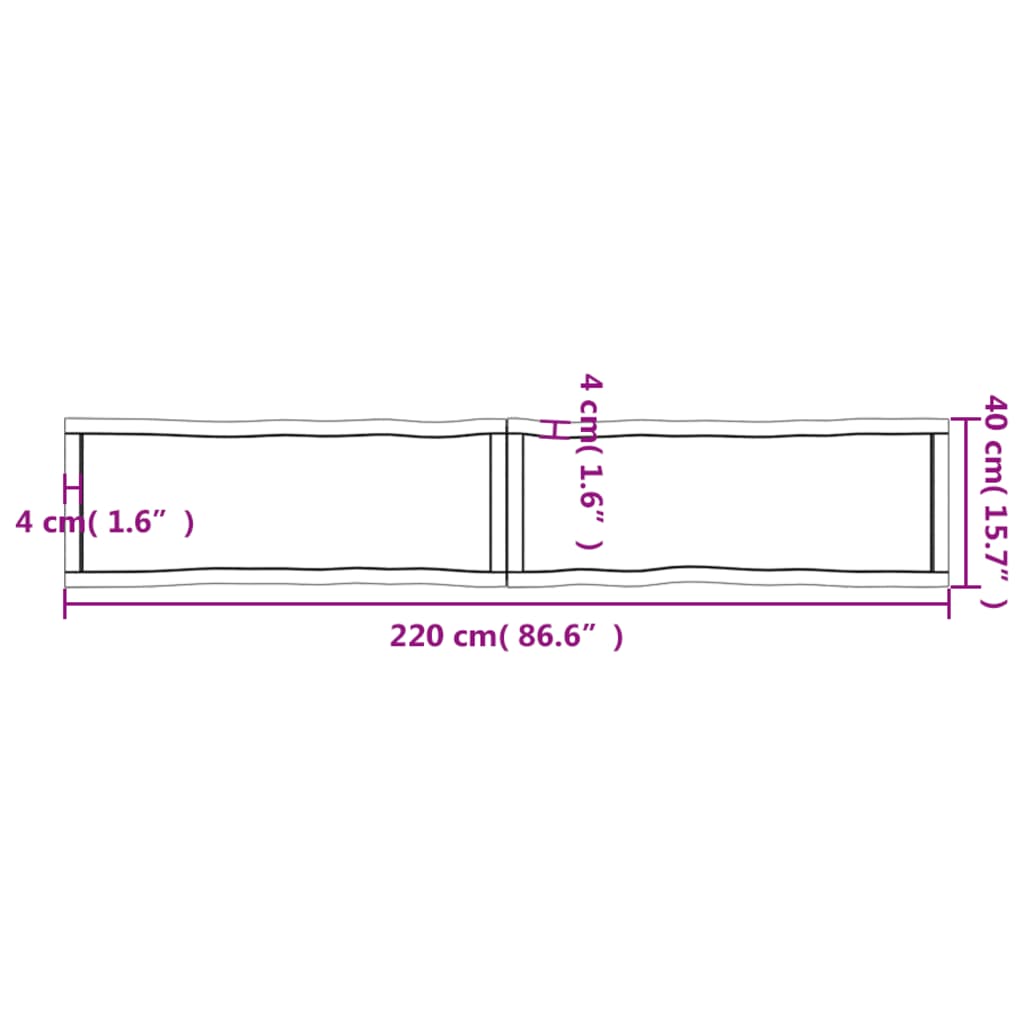 Trendy Tafelblad natuurlijke rand 220x40x6 cm eikenhout lichtbruin Tafelbladen | Creëer jouw Trendy Thuis | Gratis bezorgd & Retour | Trendy.nl