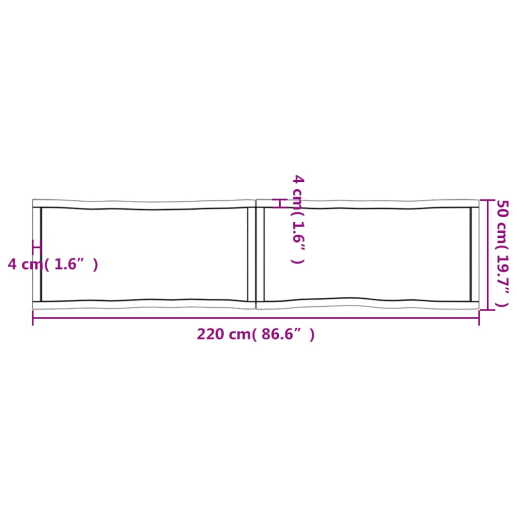 Trendy Tafelblad natuurlijke rand 220x50x6 cm eikenhout lichtbruin Tafelbladen | Creëer jouw Trendy Thuis | Gratis bezorgd & Retour | Trendy.nl