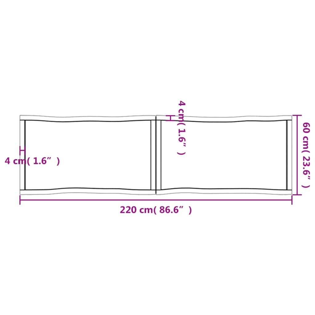 Trendy tafelblad natuurlijke rand 220x60x4 cm eikenhout lichtbruin Tafelbladen | Creëer jouw Trendy Thuis | Gratis bezorgd & Retour | Trendy.nl