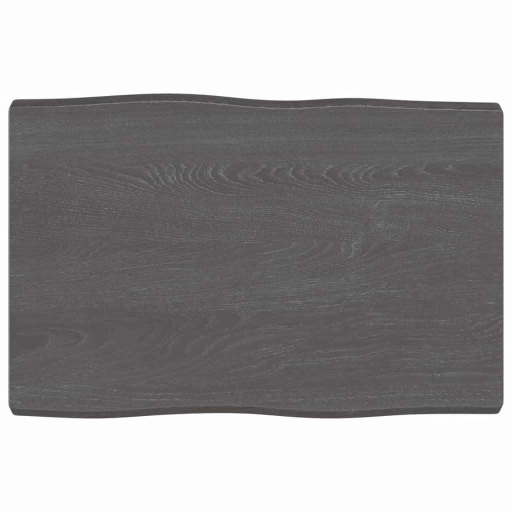 Trendy Tafelblad natuurlijke rand 60x40x(2-4) cm eikenhout donkerbruin Tafelbladen | Creëer jouw Trendy Thuis | Gratis bezorgd & Retour | Trendy.nl