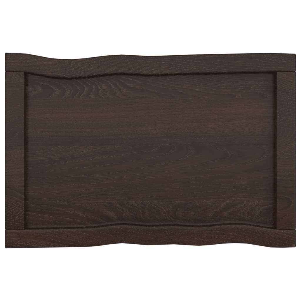 Trendy Tafelblad natuurlijke rand 60x40x(2-4) cm eikenhout donkerbruin Tafelbladen | Creëer jouw Trendy Thuis | Gratis bezorgd & Retour | Trendy.nl