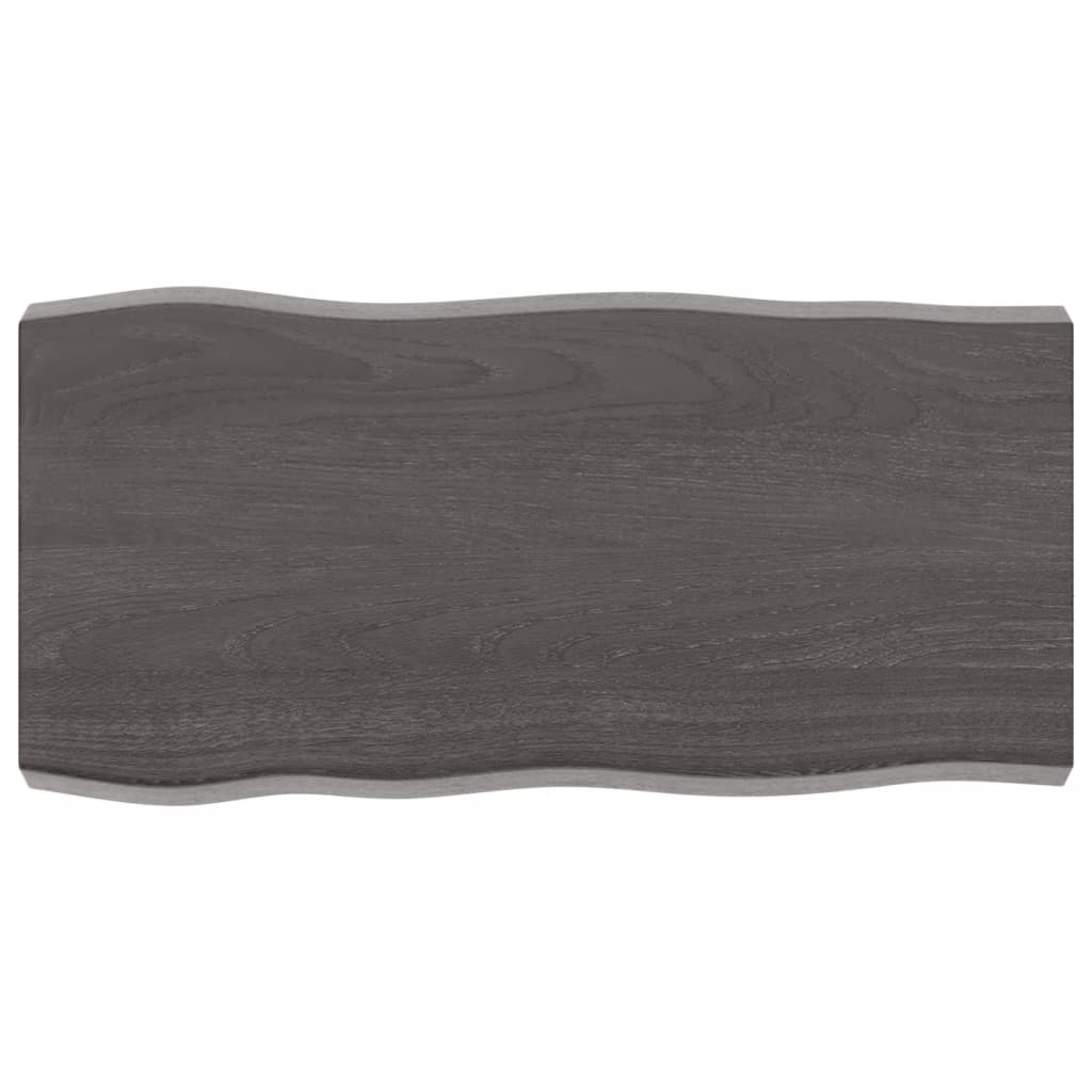 Trendy Tafelblad natuurlijke rand 80x40x(2-6) cm eikenhout donkerbruin Tafelbladen | Creëer jouw Trendy Thuis | Gratis bezorgd & Retour | Trendy.nl