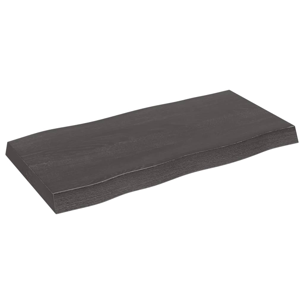 Trendy Tafelblad natuurlijke rand 80x40x(2-6) cm eikenhout donkerbruin Tafelbladen | Creëer jouw Trendy Thuis | Gratis bezorgd & Retour | Trendy.nl