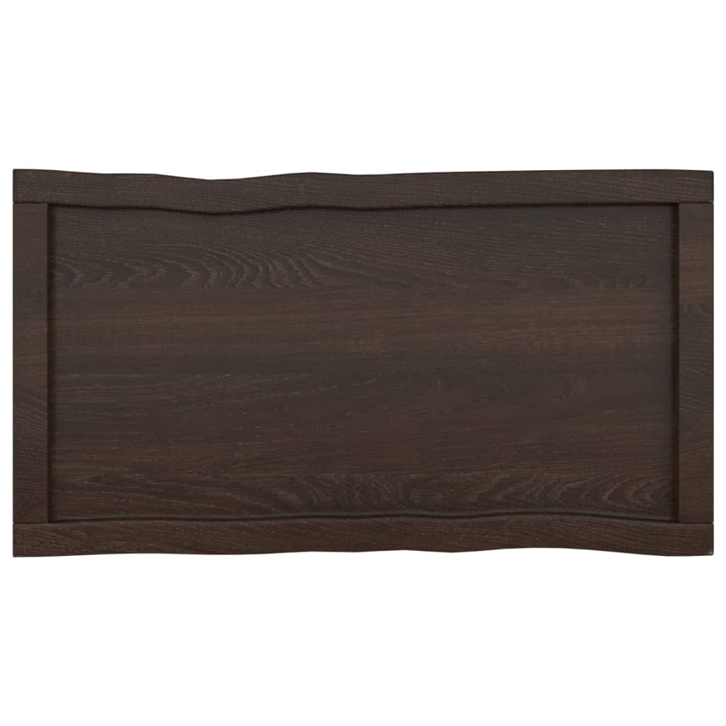 Trendy Tafelblad natuurlijke rand 80x40x(2-6) cm eikenhout donkerbruin Tafelbladen | Creëer jouw Trendy Thuis | Gratis bezorgd & Retour | Trendy.nl