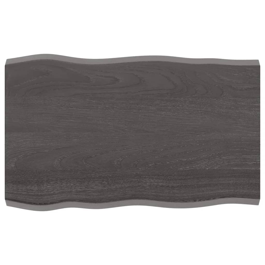 Tafelblad natuurlijke rand 80x50x(2-4) cm eikenhout donkerbruin Tafelbladen | Creëer jouw Trendy Thuis | Gratis bezorgd & Retour | Trendy.nl