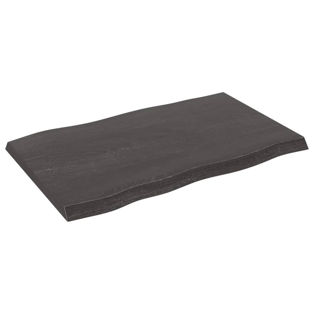 Tafelblad natuurlijke rand 80x50x(2-4) cm eikenhout donkerbruin Tafelbladen | Creëer jouw Trendy Thuis | Gratis bezorgd & Retour | Trendy.nl