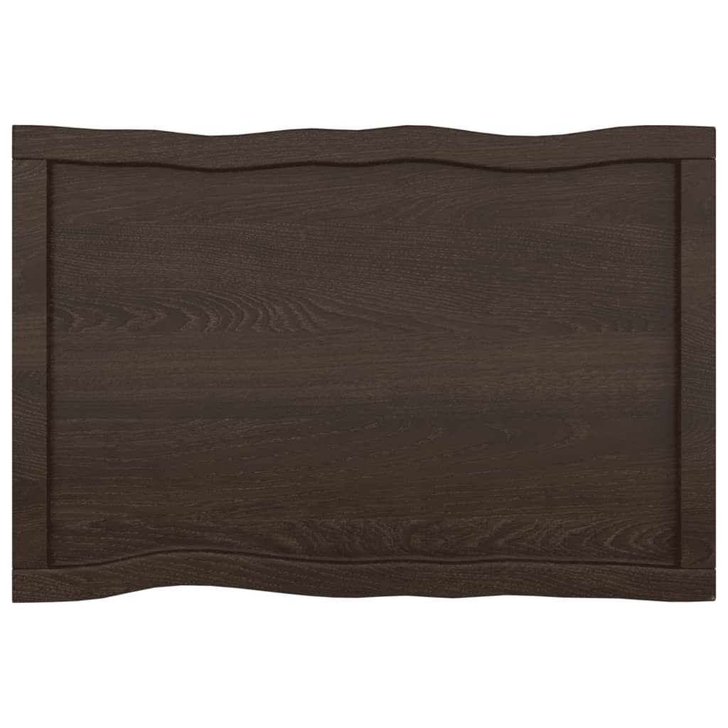 Tafelblad natuurlijke rand 80x50x(2-4) cm eikenhout donkerbruin Tafelbladen | Creëer jouw Trendy Thuis | Gratis bezorgd & Retour | Trendy.nl