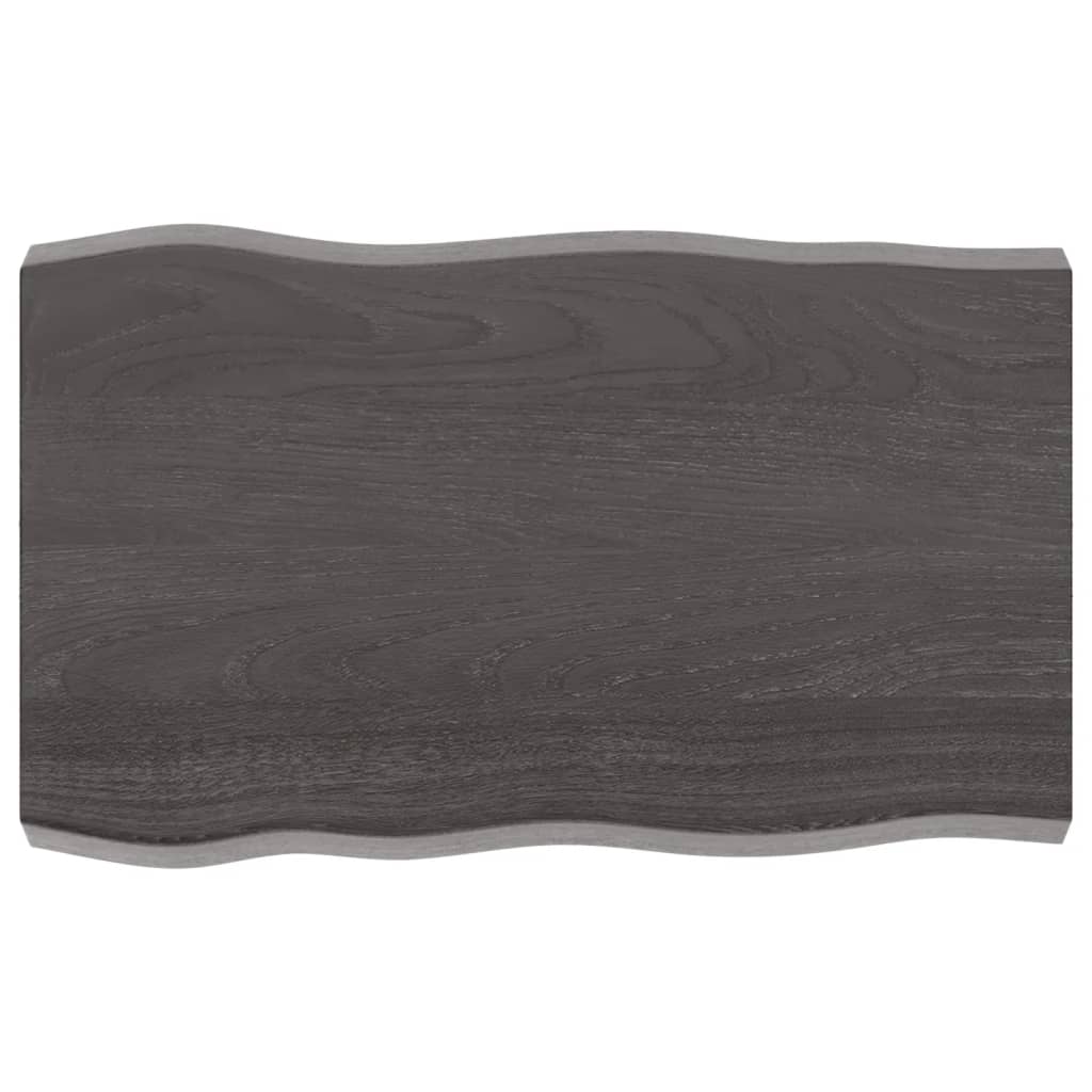 Trendy Tafelblad natuurlijke rand 80x50x(2-6) cm eikenhout donkerbruin Tafelbladen | Creëer jouw Trendy Thuis | Gratis bezorgd & Retour | Trendy.nl