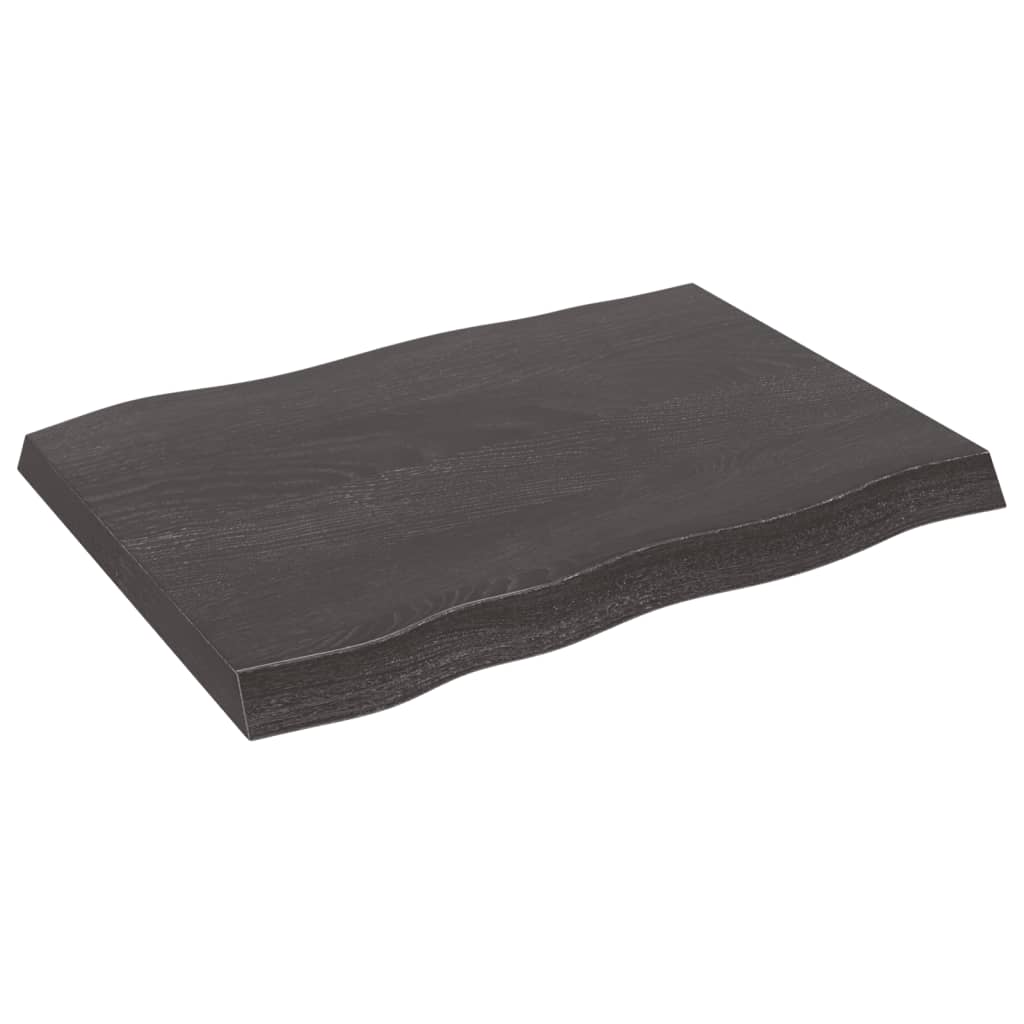 Trendy Tafelblad natuurlijke rand 80x60x(2-6) cm eikenhout donkerbruin Tafelbladen | Creëer jouw Trendy Thuis | Gratis bezorgd & Retour | Trendy.nl