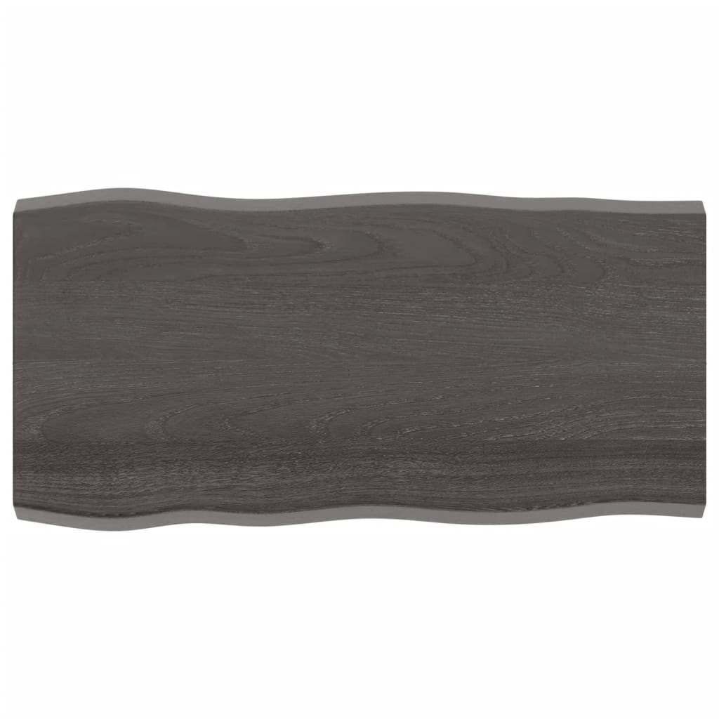 Trendy Tafelblad natuurlijke rand 100x50x(2-4)cm eikenhout donkerbruin Tafelbladen | Creëer jouw Trendy Thuis | Gratis bezorgd & Retour | Trendy.nl