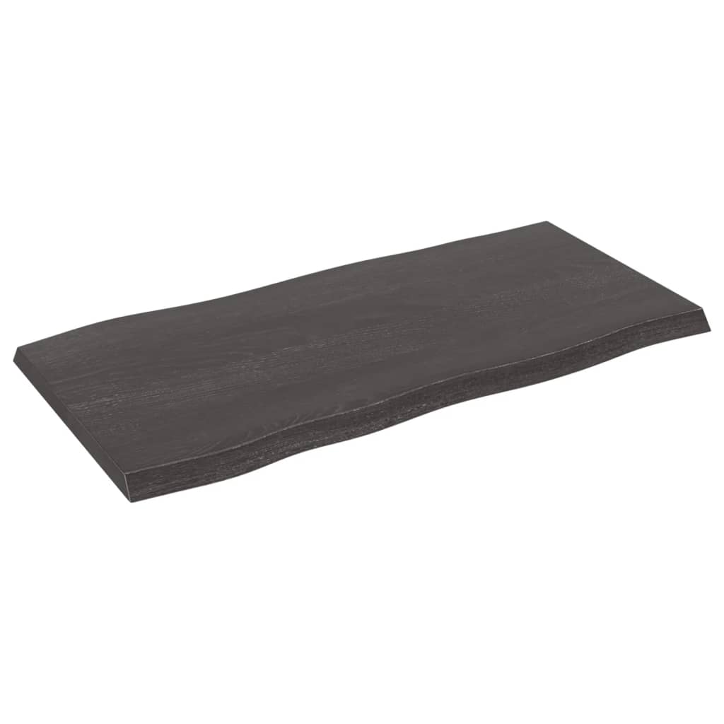 Trendy Tafelblad natuurlijke rand 100x50x(2-4)cm eikenhout donkerbruin Tafelbladen | Creëer jouw Trendy Thuis | Gratis bezorgd & Retour | Trendy.nl