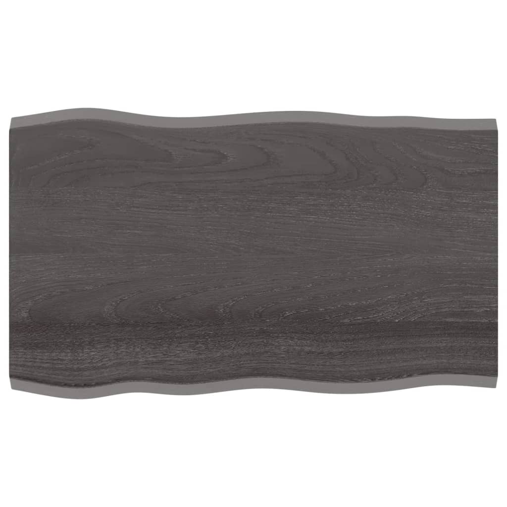 Trendy Tafelblad natuurlijke rand 100x60x2 cm eikenhout donkerbruin Tafelbladen | Creëer jouw Trendy Thuis | Gratis bezorgd & Retour | Trendy.nl